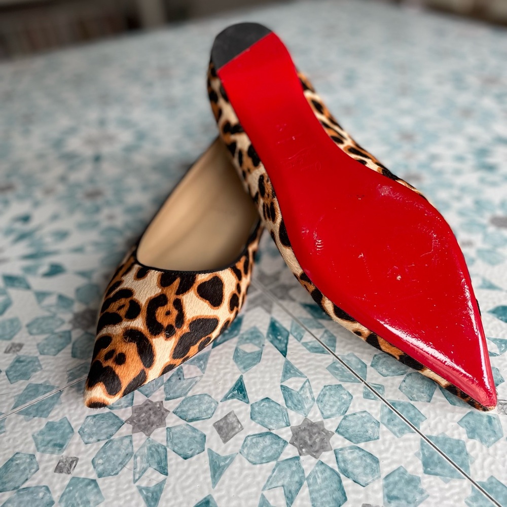 Christian Louboutin Ponyhair Pointed Leopard/Cheetah Flats 42